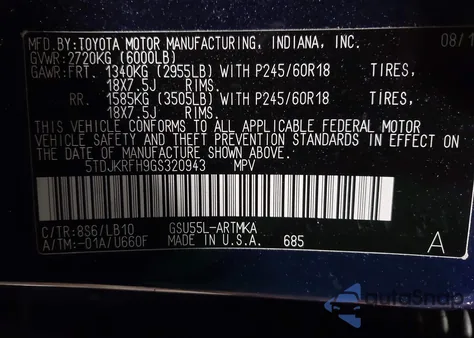 2016 Toyota Highlander Xle V6 z USA, uszkodzony, nr VIN 5TDJKRFH9GS320943